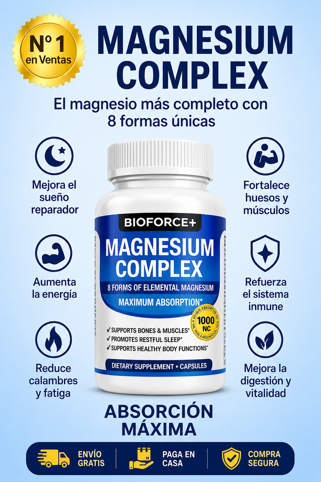 Magnesio Complex: "¿Cansancio, tensión y mal sueño? Tu cuerpo necesita más que un magnesio común."