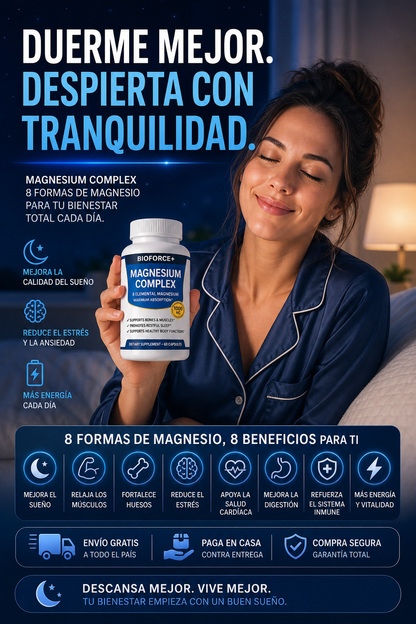 Magnesio Complex: "¿Cansancio, tensión y mal sueño? Tu cuerpo necesita más que un magnesio común."